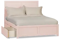 Charleston Pink Panel Bed With 2 Storage Drawers
