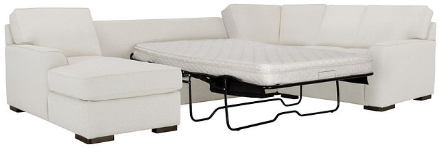 Austin White Fabric Left Chaise Innerspring Sleeper Sectional