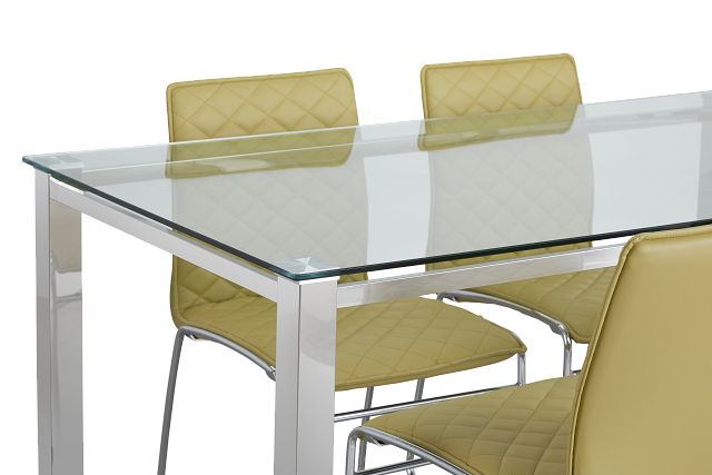 Skyline Light Green Rect Table & 4 Metal Chairs