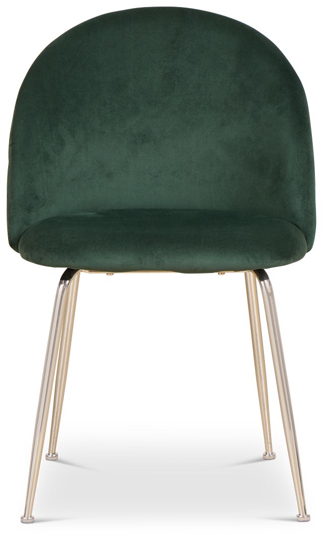 Capri Dark Green Velvet Upholstered Side Chair W/ Chrome Legs