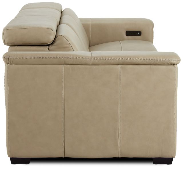 Ainsley Beige Leather Power Reclining Sofa