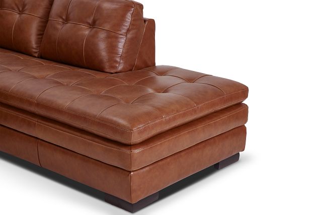 Braden Medium Brown Leather Small Right Bumper Sectional