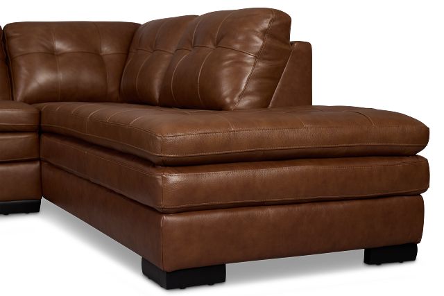 Braden Medium Brown Leather Small Right Bumper Sectional