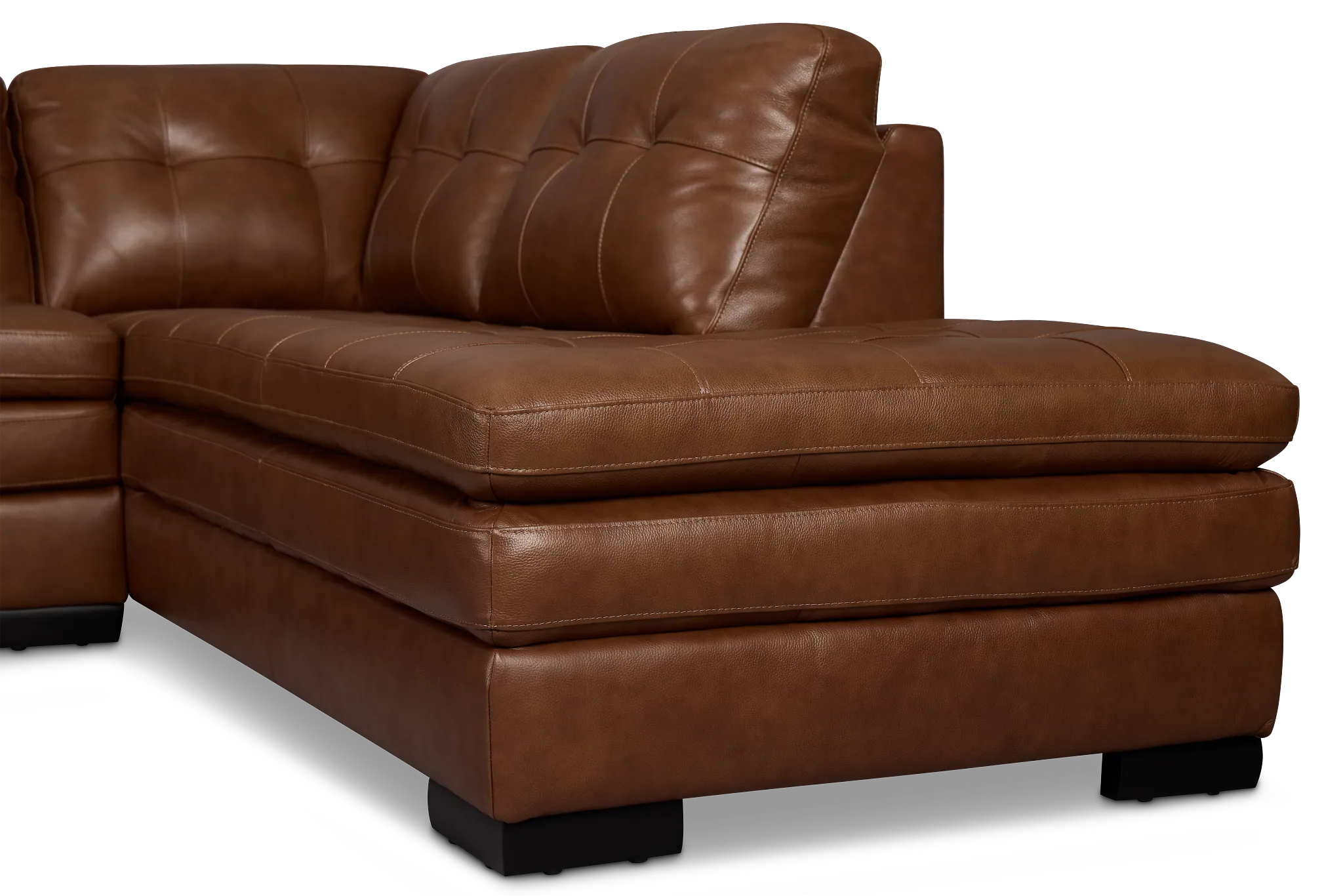 Braden Medium Brown Leather Small Right Bumper Sectional