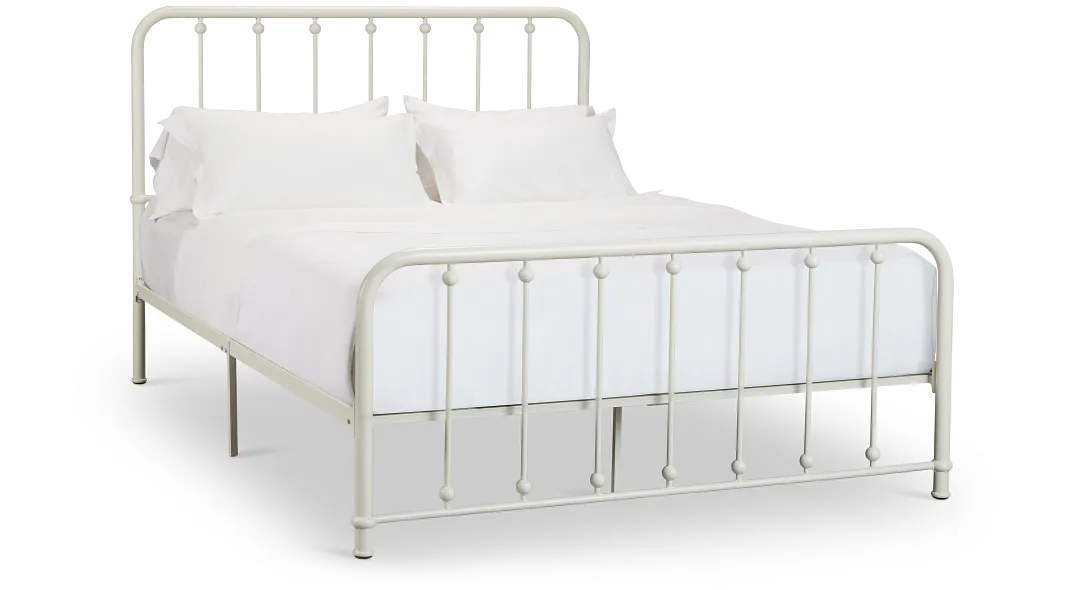 Rory White Metal Panel Bed
