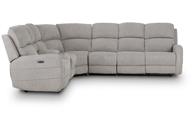 Piper Gray Fabric Large Dual Power Reclining Sect W/left Console