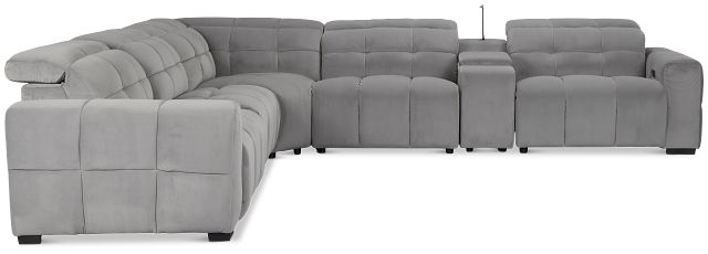 Gemma Light Gray Velvet Medium Triple Power Left Chaise Sectional