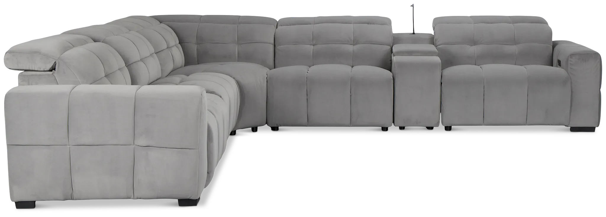Gemma Light Gray Velvet Medium Triple Power Left Chaise Sectional