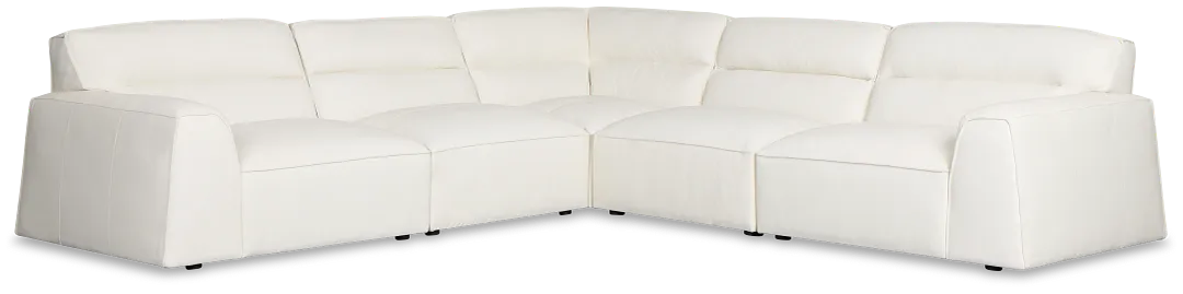 Blanca White Leather 5-piece Modular Sectional