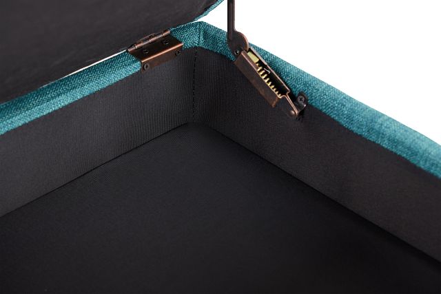 Raya Dark Teal Fabric Storage Ottoman