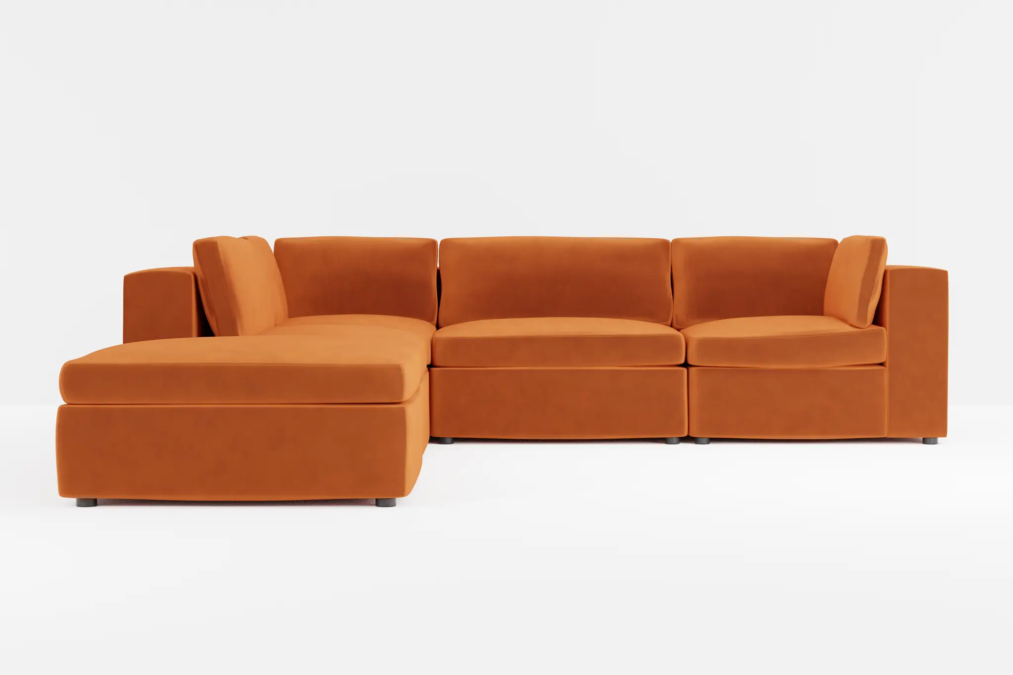 Destin Joya Orange Velvet 5pc Bumper Sectional Destin Joya Orange Velvet 5pc Bumper Sectional