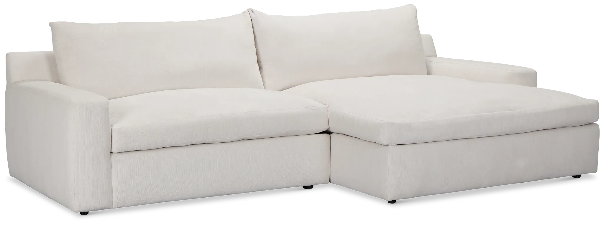 Stella Ivory Fabric Small Right Chaise Sectional
