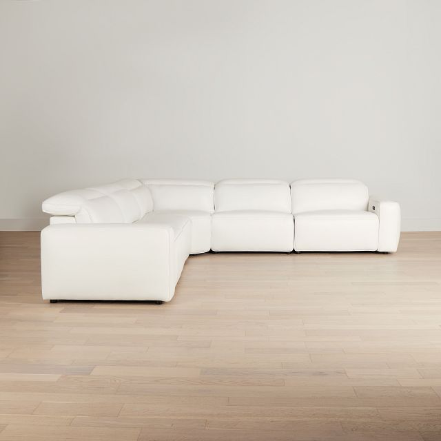 Tidal White Lthr/vinyl Small Two-arm Power Reclining Sectional