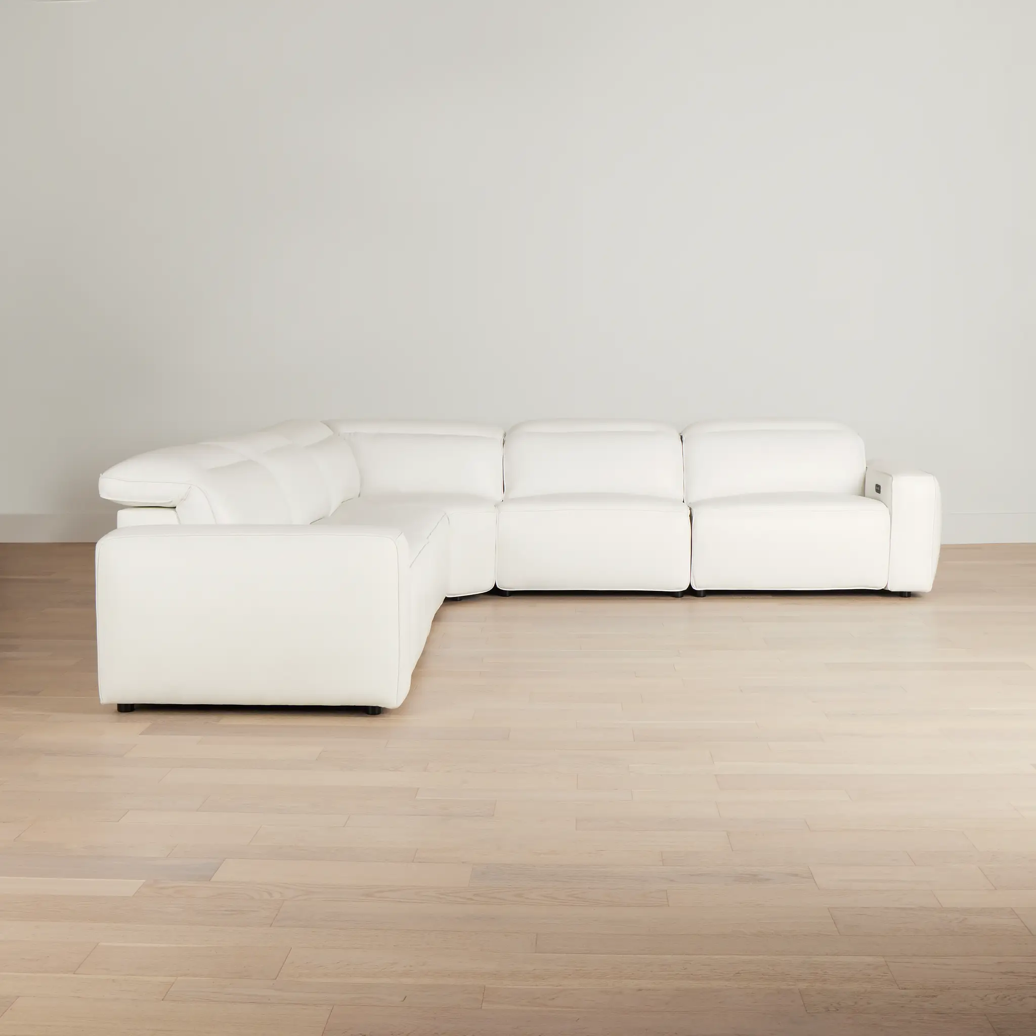 Tidal White Lthr/vinyl Small Two-arm Power Reclining Sectional Tidal White Lthr/vinyl Small Two-arm Power Reclining Sectional