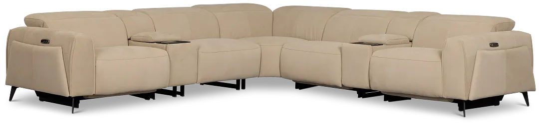 Reyna Beige Micro Large Triple Power Reclining Two-arm Sectional