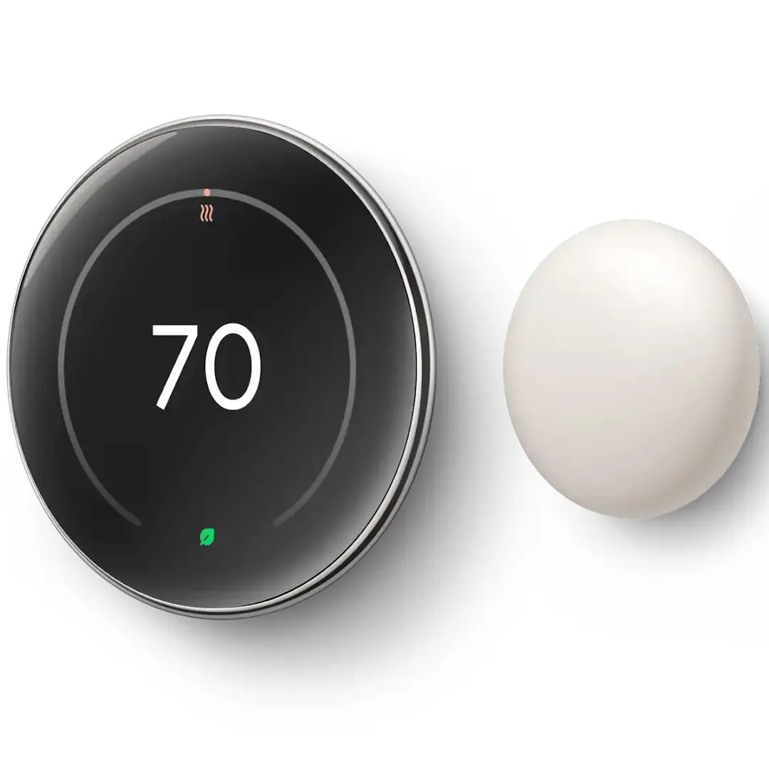 Google Nest Learning & Nest Temperature Sensor Silver Smart Thermostats Google Nest Learning & Nest Temperature Sensor Silver Smart Thermostats