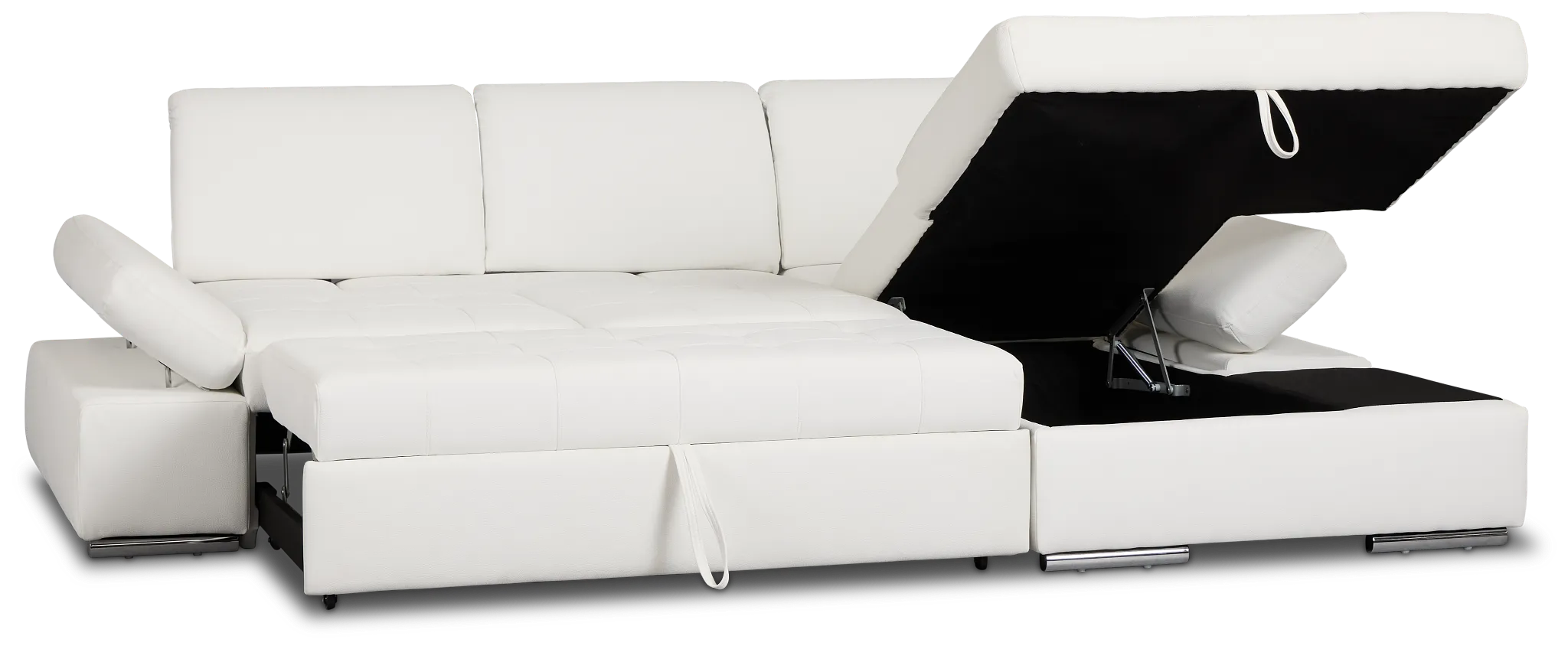 Eden White Micro Right Chaise Sleeper Sectional