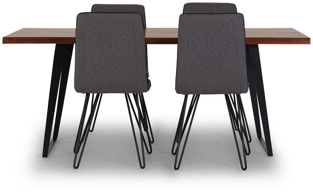 Shiloh Mid Tone Rect Table & 4 Upholstered Chairs (3)