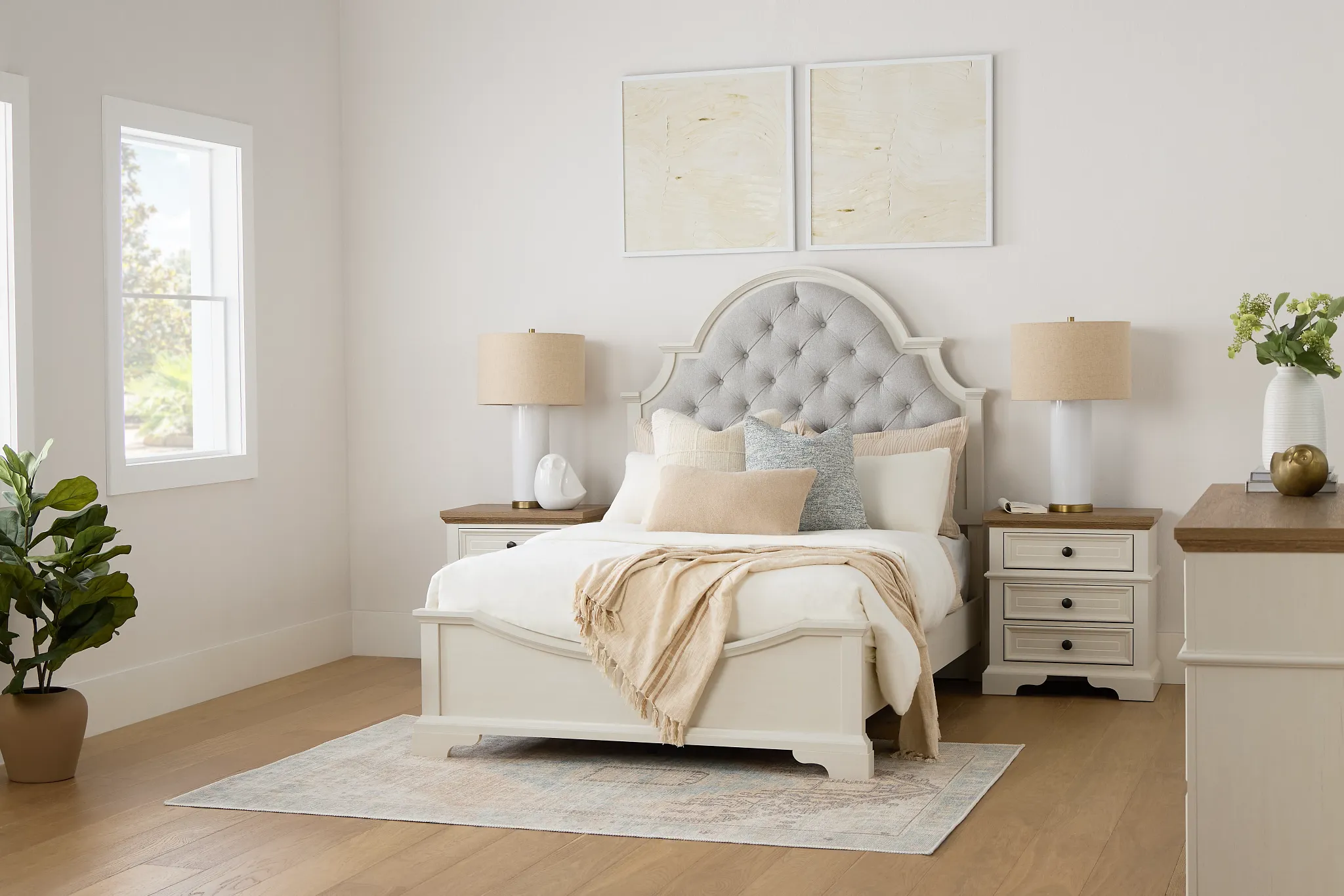 Charlotte White Uph Panel Bed