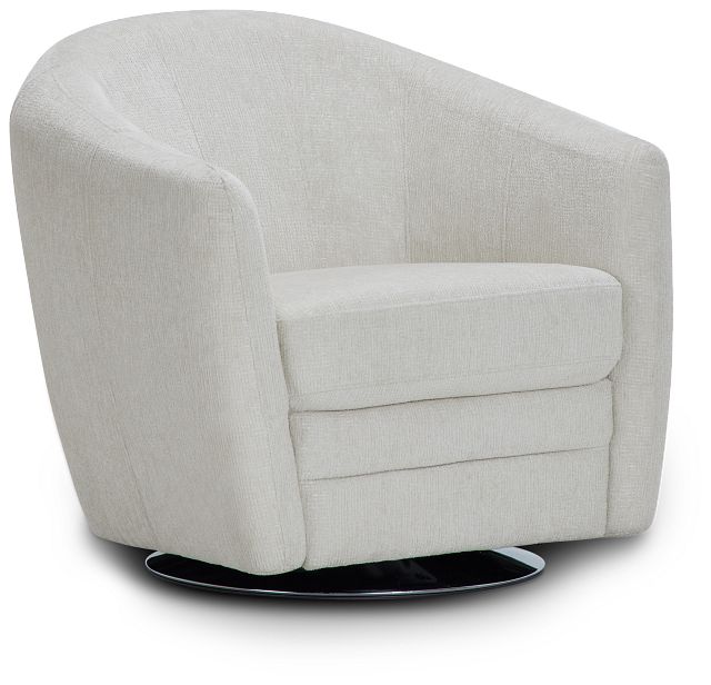 Blakely White Fabric Swivel Chair