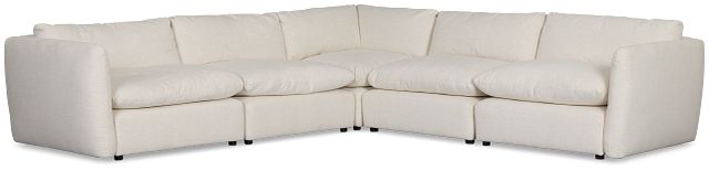 Serena White Fabric 5-piece Modular Sectional