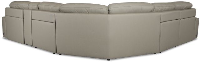 Rudy Gray Lthr/vinyl Medium Dual Power 2 Arm Extension Chaise Sectional