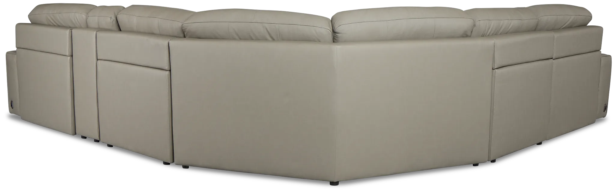 Rudy Gray Lthr/vinyl Medium Dual Power 2 Arm Extension Chaise Sectional