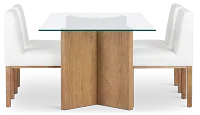 Haven Glass 80" Rectangular Table & 4 Upholstered Chairs