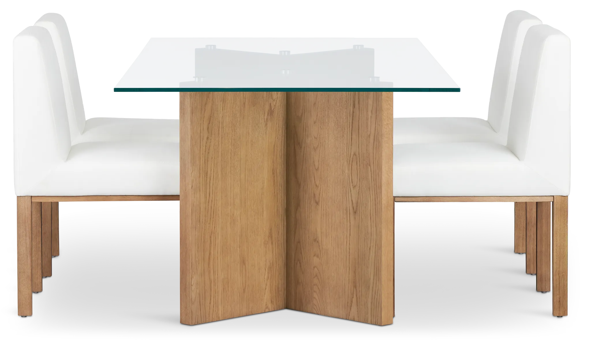 Haven Glass 80" Rectangular Table & 4 Upholstered Chairs