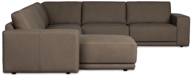 Kellan Dark Gray Leather Medium Left Chaise Sectional