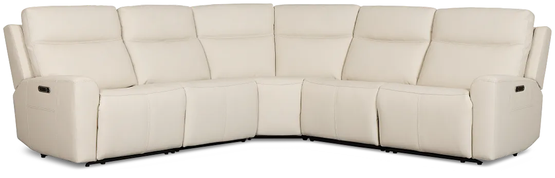 Flexsteel Sterling Ivory Lthr/vinyl Small Dual Power Reclining Two-arm Sectional
