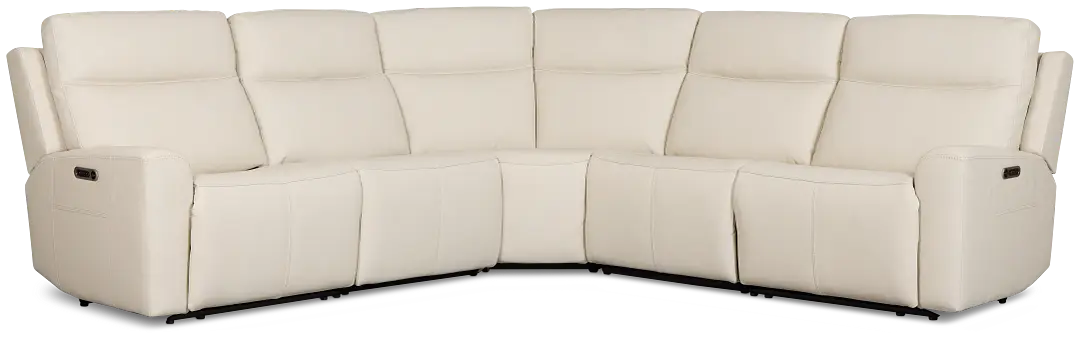 Flexsteel Sterling Ivory Lthr/vinyl Small Dual Power Reclining Two-arm Sectional Flexsteel Sterling Ivory Lthr/vinyl Small Dual Power Reclining Two-arm Sectional