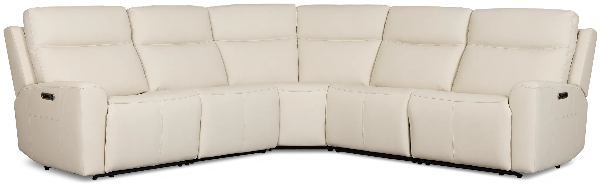 Flexsteel Sterling Ivory Lthr/vinyl Small Dual Power Reclining Two-arm Sectional