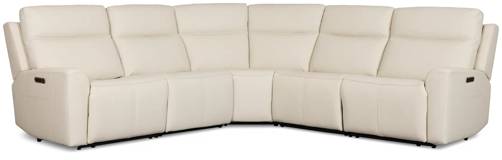 Flexsteel Sterling Ivory Lthr/vinyl Small Dual Power Reclining Two-arm Sectional Flexsteel Sterling Ivory Lthr/vinyl Small Dual Power Reclining Two-arm Sectional