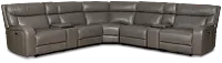 Jasper Gray Leather Large Triple Power Reclining Two-arm Sectional
