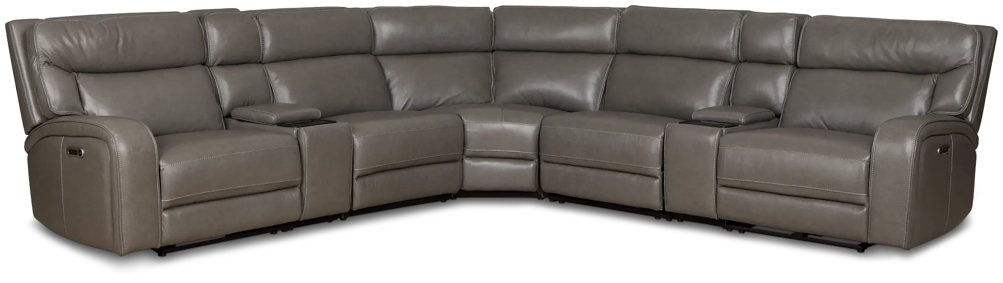Jasper Gray Leather Large Triple Power Reclining Two-arm Sectional Jasper Gray Leather Large Triple Power Reclining Two-arm Sectional