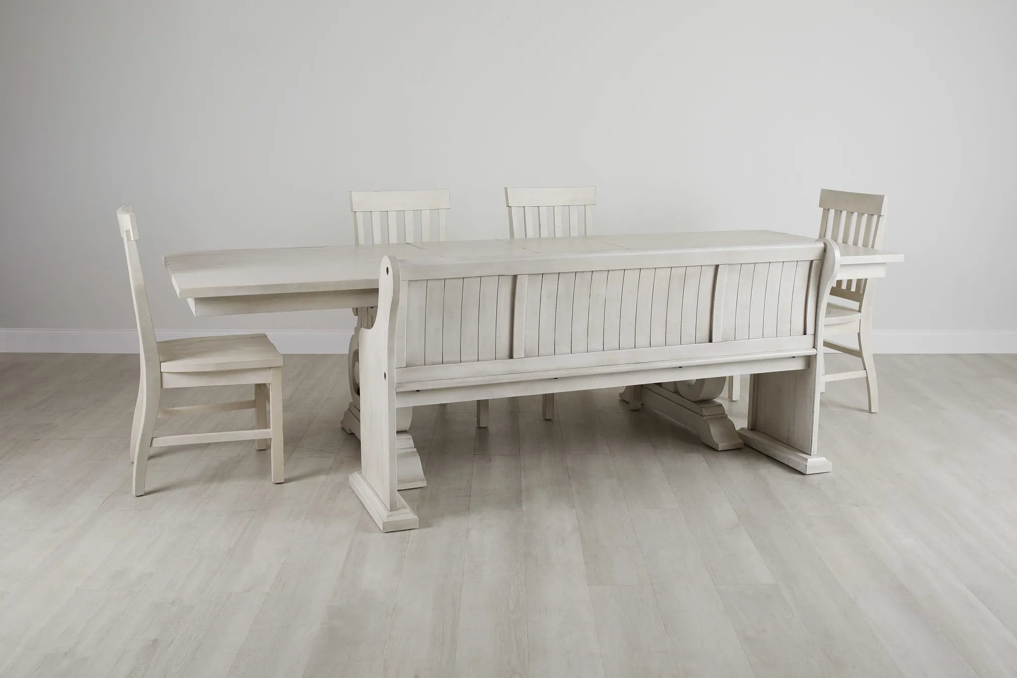 Sonoma Ivory Trestle Table, 4 Chairs & Bench