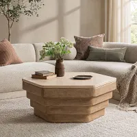 Rows Light Tone Wood Coffee Table