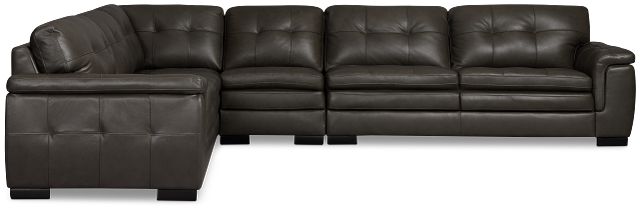 Braden Dark Gray Leather Medium Two-arm Sectional