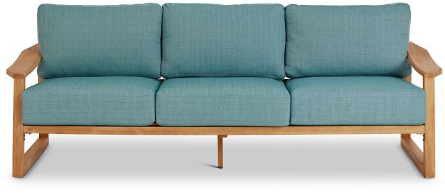 Tobago Light Tone Sofa With Teal Cushions