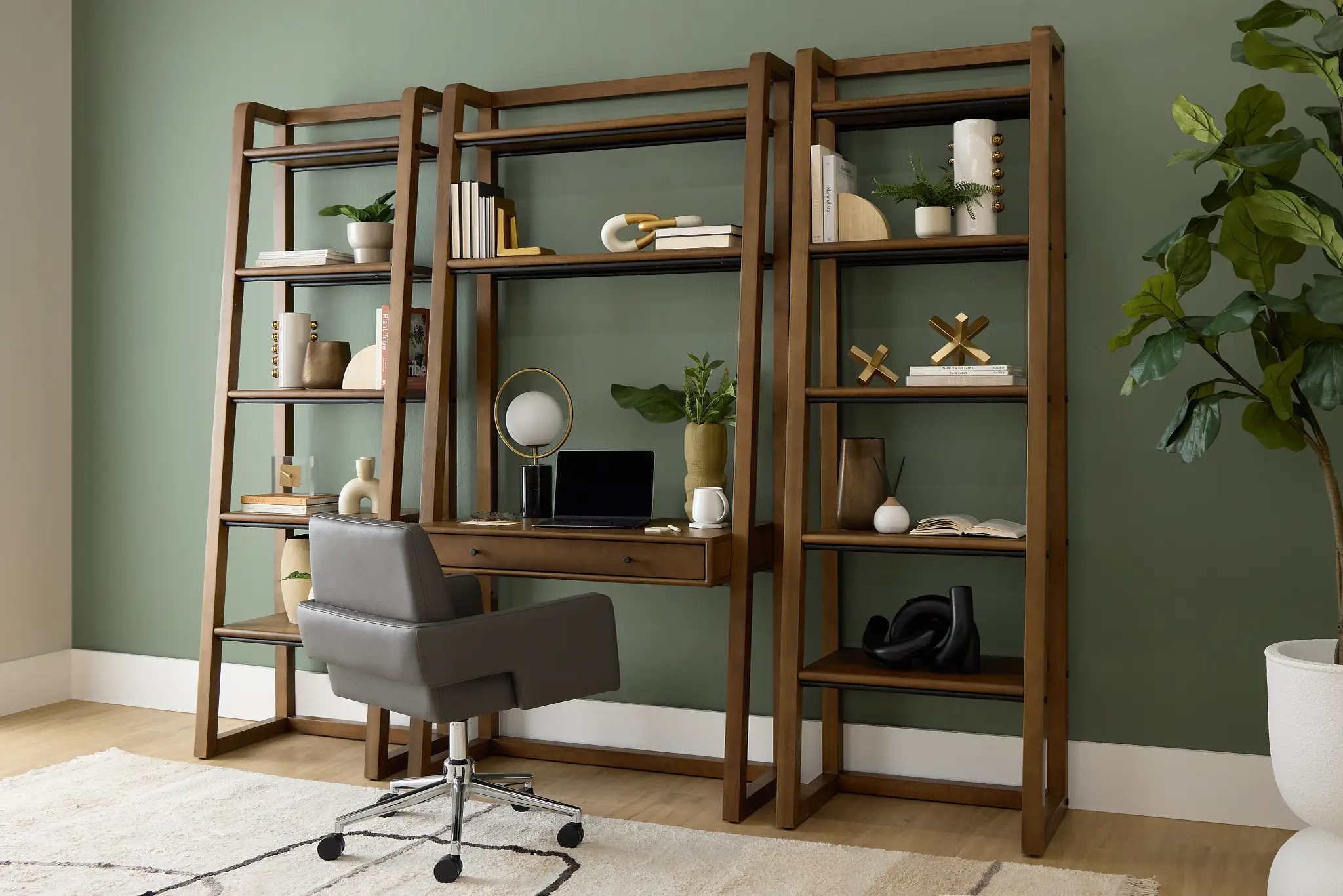 Rockford Light Tone Bookcase Wall Desk Rockford Light Tone Bookcase Wall Desk