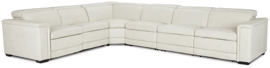 Ainsley White Leather Large Dual Power Reclining Two-arm Sectional Ainsley White Leather Large Dual Power Reclining Two-arm Sectional