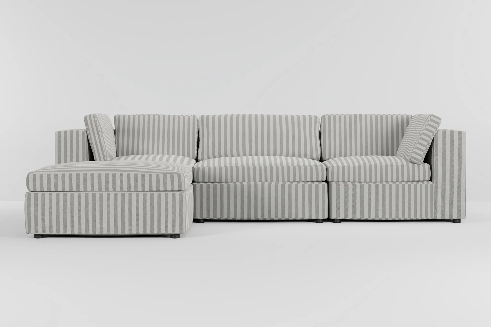 Destin Sea Lane Dark Gray Fabric 4-piece Bumper Sectional