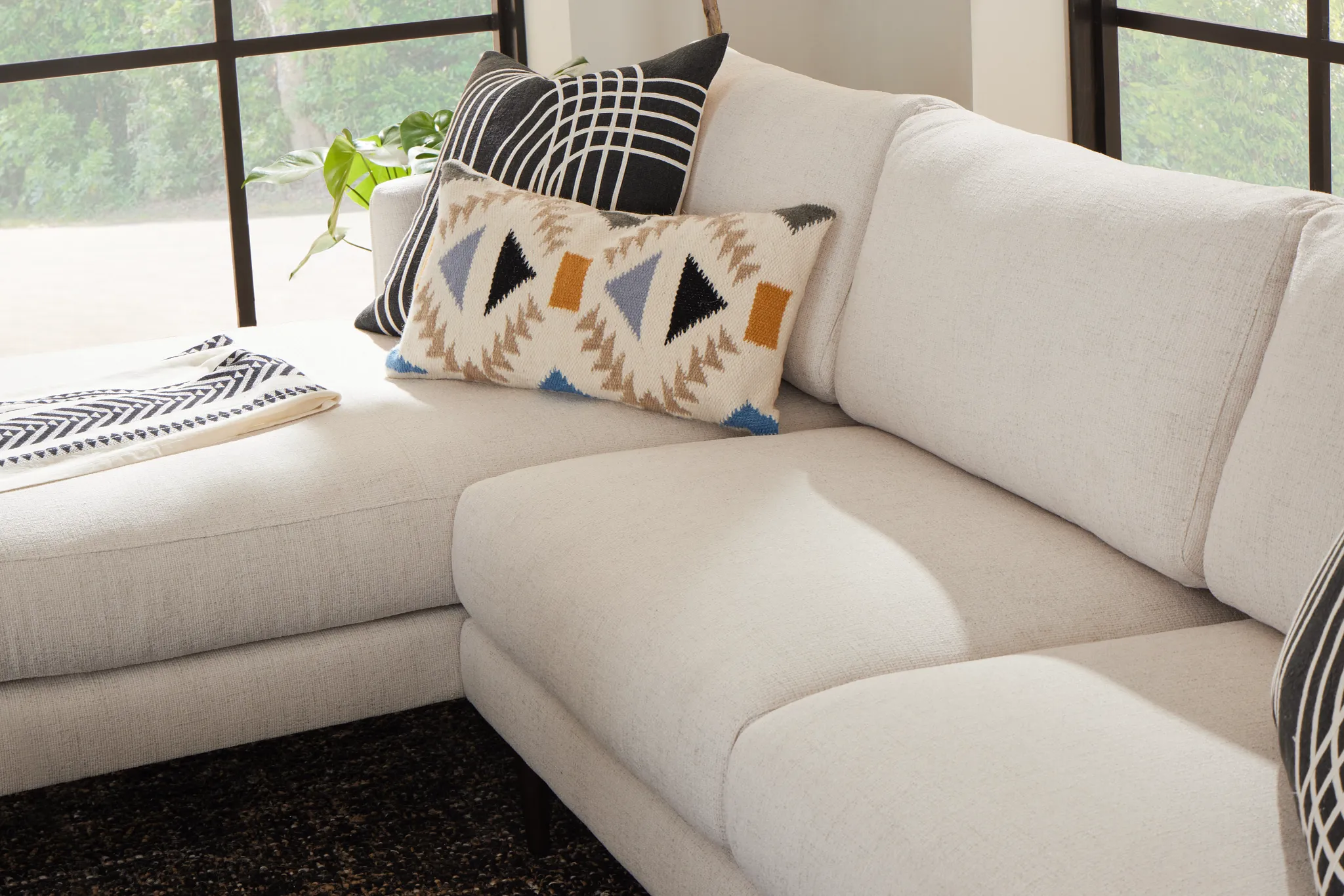 Easton Light Beige Fabric Left Chaise Sectional