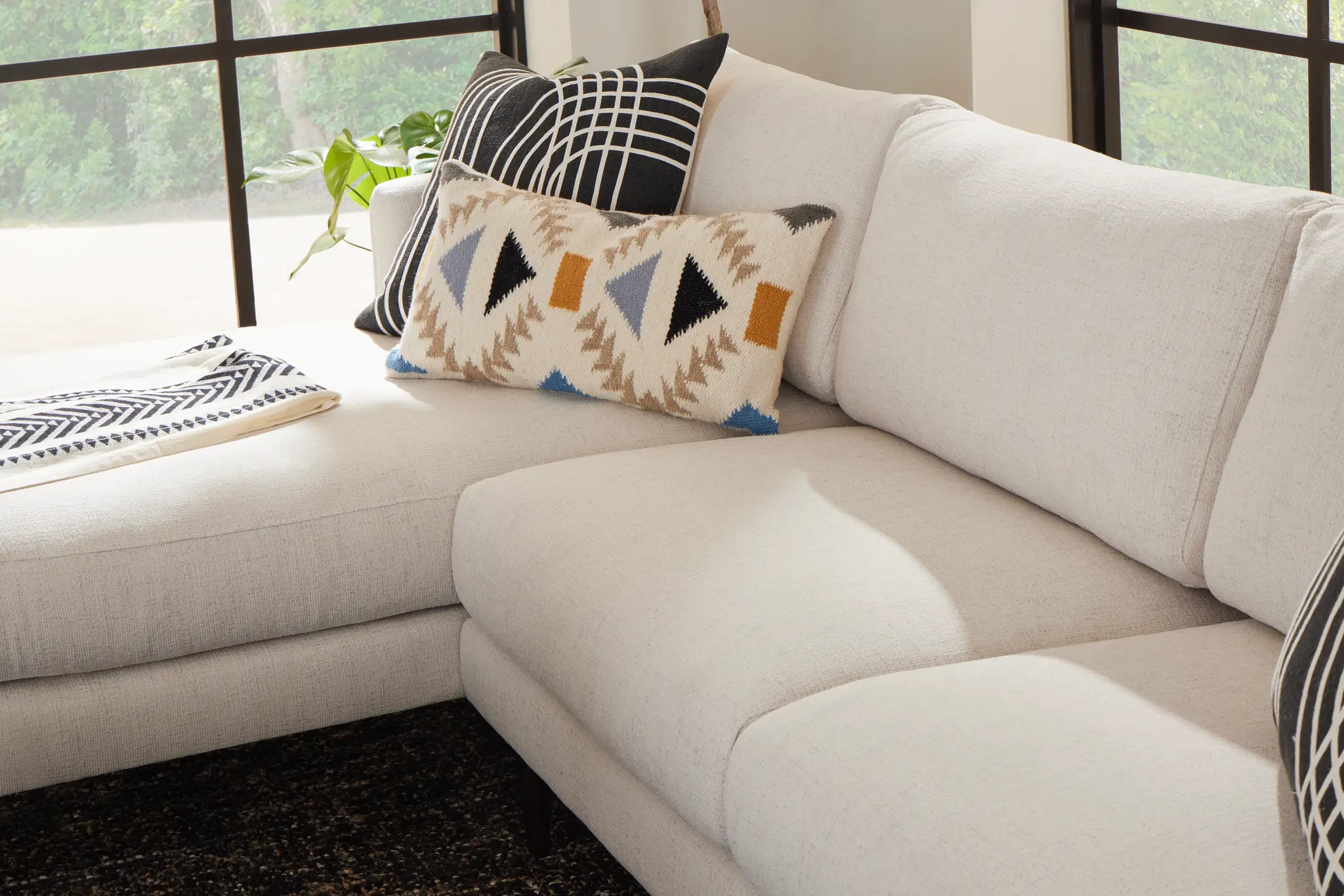 Easton Light Beige Fabric Left Chaise Sectional Easton Light Beige Fabric Left Chaise Sectional