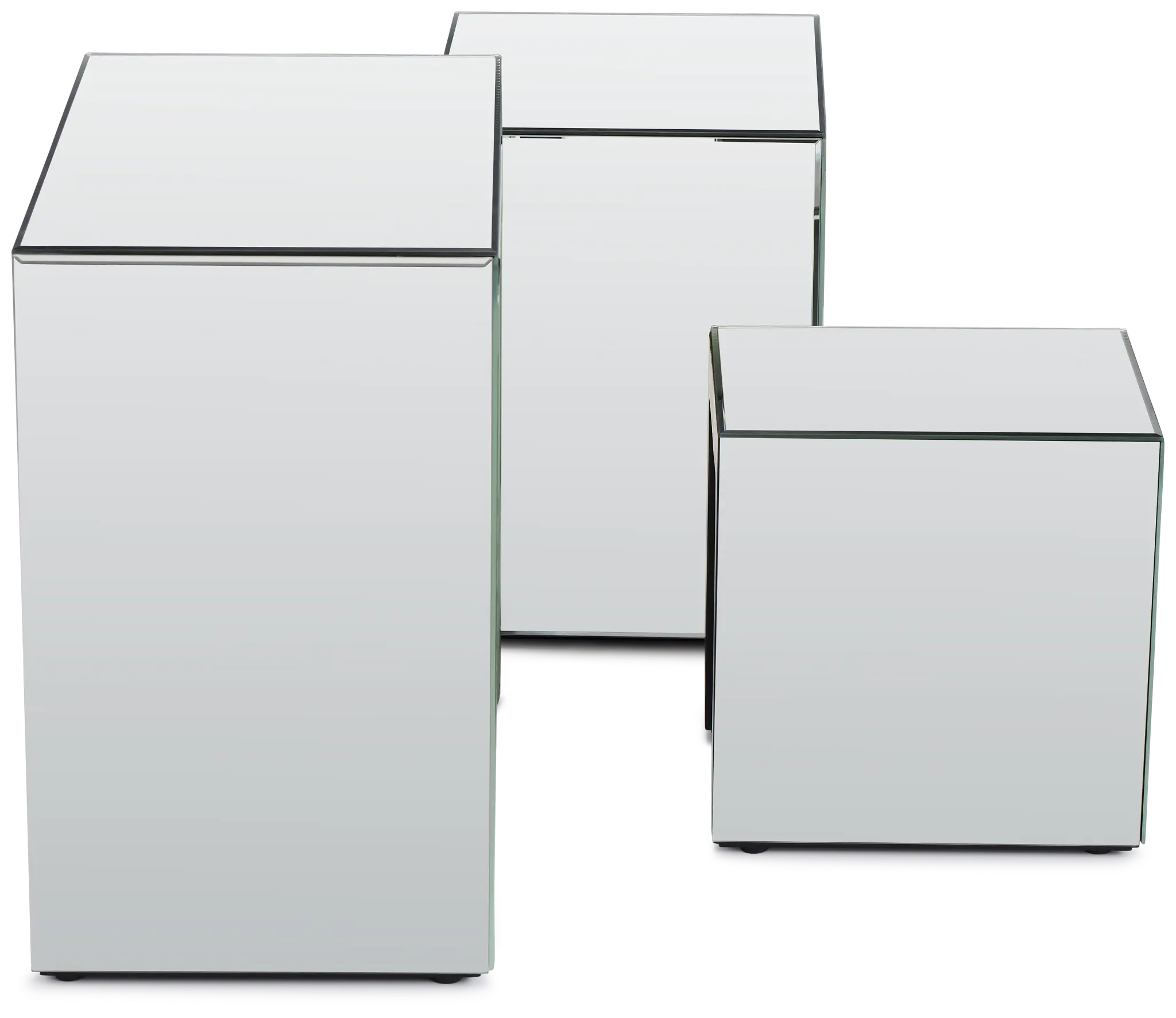 Alexia Silver Mirrored Nesting End Table Alexia Silver Mirrored Nesting End Table