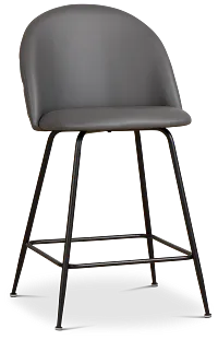 Capri Dark Gray Upholstered 24" Barstools W/black Legs