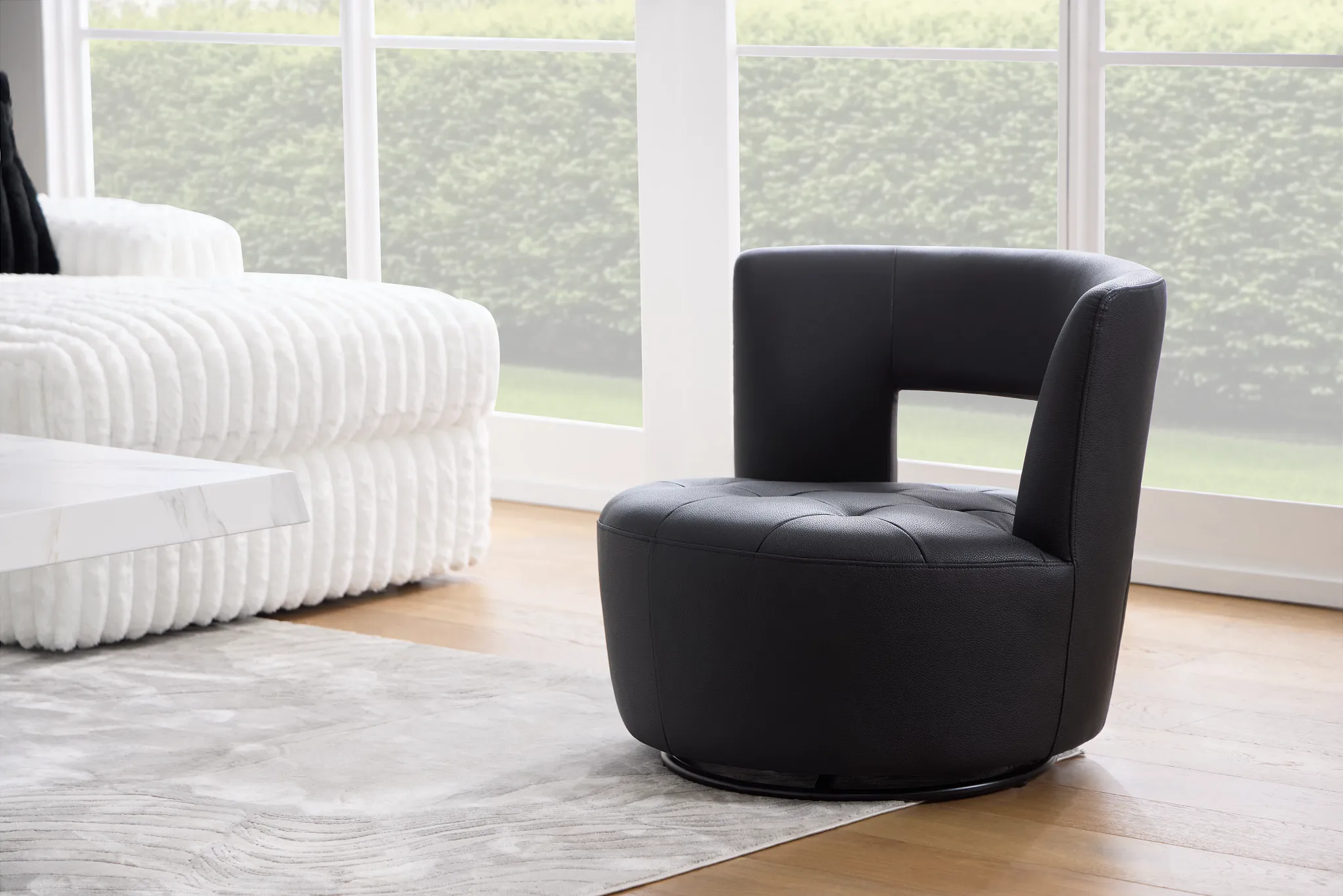 Zion Black Micro Swivel Accent Chair