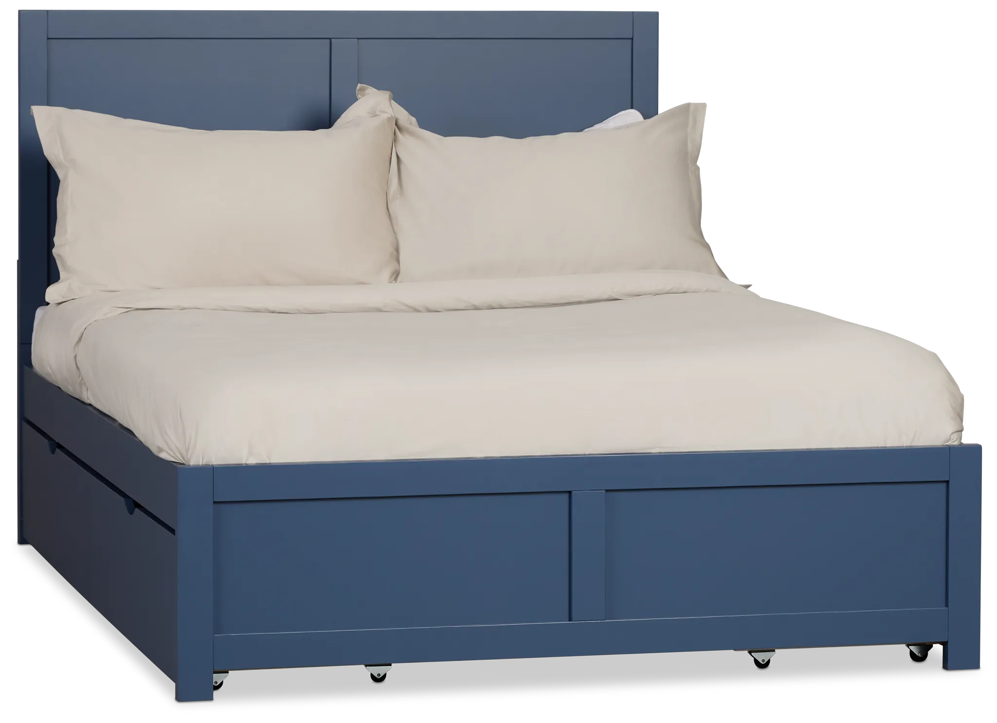 Charleston Dark Blue Panel Bed With 4 Storage Drawers