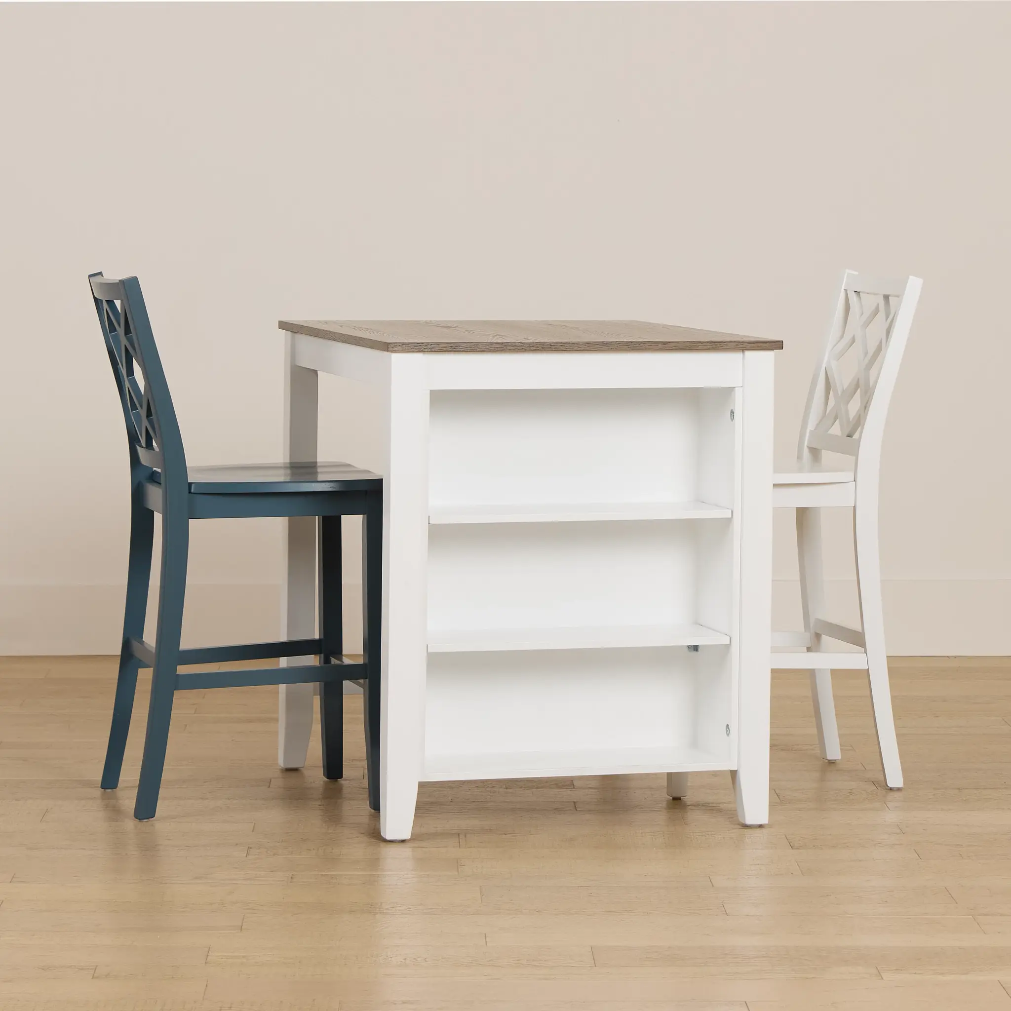 Edgartown Two-tone Storage High Table & Mixed Barstools Edgartown Two-tone Storage High Table & Mixed Barstools